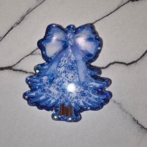 Christma tree- blue ribbon with bow
