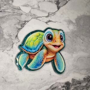 Turtle teal glitter
