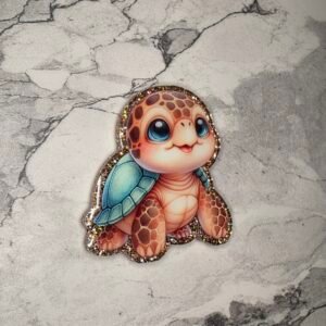 Baby turtle- teal glitter