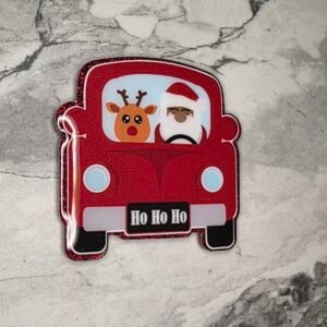 Christmas- red truck black santa