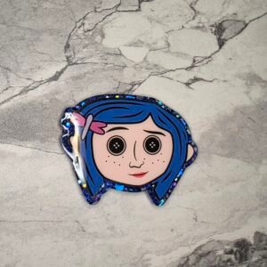 Coraline- head only blue glitter