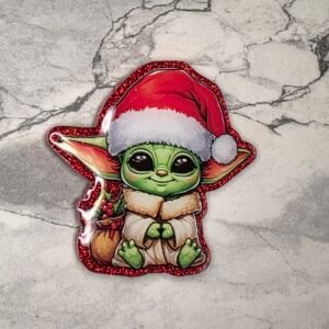 Christmas yoda- red glitter